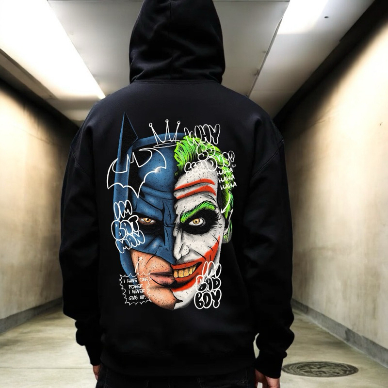Moletom Canguru Heróis Batman Coringa Masculino Blusa de Frio Inverno Agasalho Desenho Filme com Capuz e Bolso Flanelado