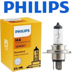 Lâmpada Farol Carro Moto H4 60/55w 12v Original Philips P43t lampada farol alto baixo 12v Moto Carro