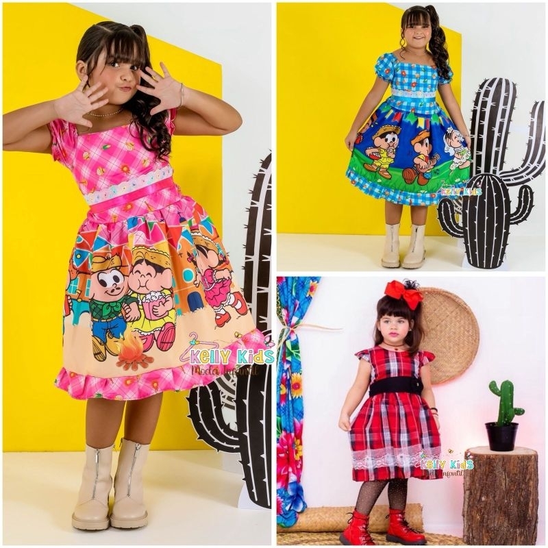 Vestido  de Festa junina Infantil Vestido de quadrilha