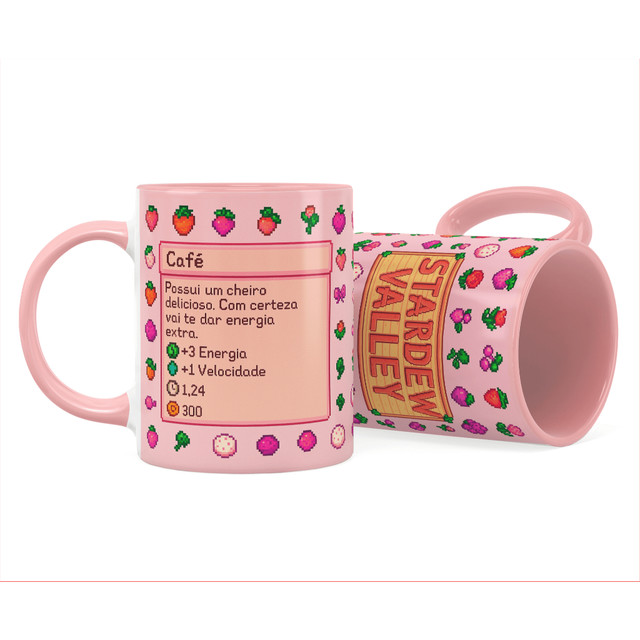 Caneca Gamer Stardew Valley Rosa Receita Café