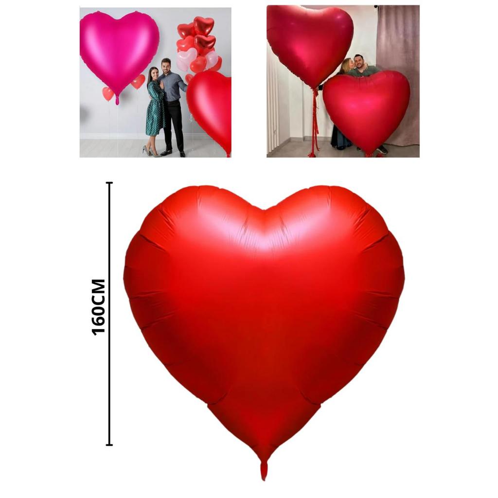 Balão Metalizado Coração 163cm 63 polegadas festas decoração enfeite mãe dia dos namorados
