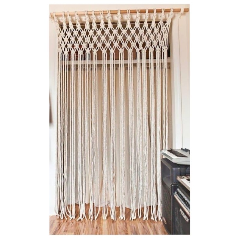 cortina boho artesanal macrame enfeite portas e janelas