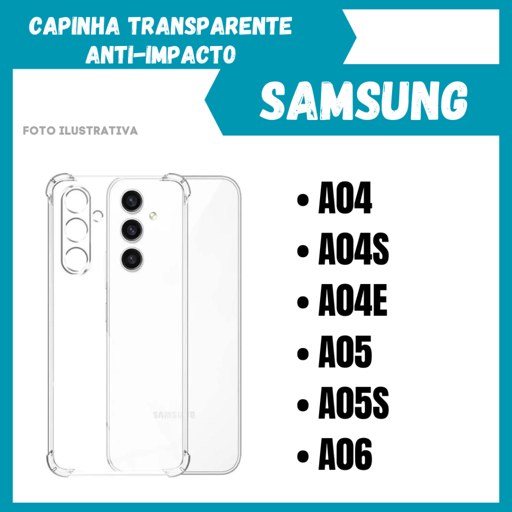Combo Samsung A04 / A04S / A04E / A05 / A05S / A06 / Capa transparente + Película Cerâmica Fosca 9D Priva / CM28/KT05.