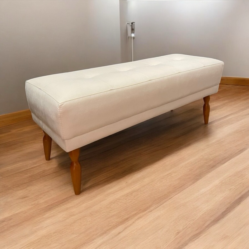 Recamier Puff 100cm ou 120cm Pés de madeira - Decoração, calçadeira, closet, quarto em Oferta na Shopee