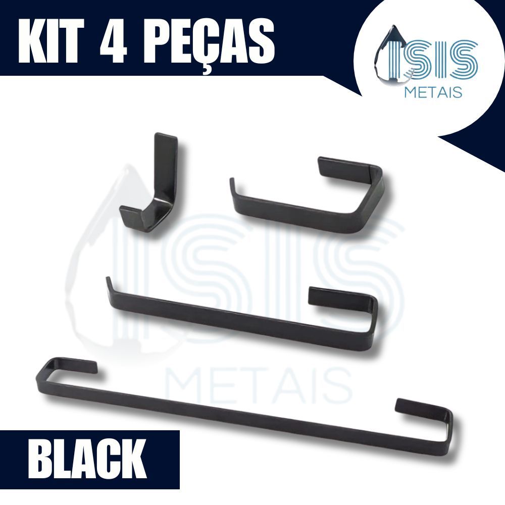 KIT ACESSÓRIOS PARA BANHEIRO 4 E 5 PEÇAS QUADRADO LUXO PRETO  PORTA TOALHAS PAPELEIRA E GANCHO