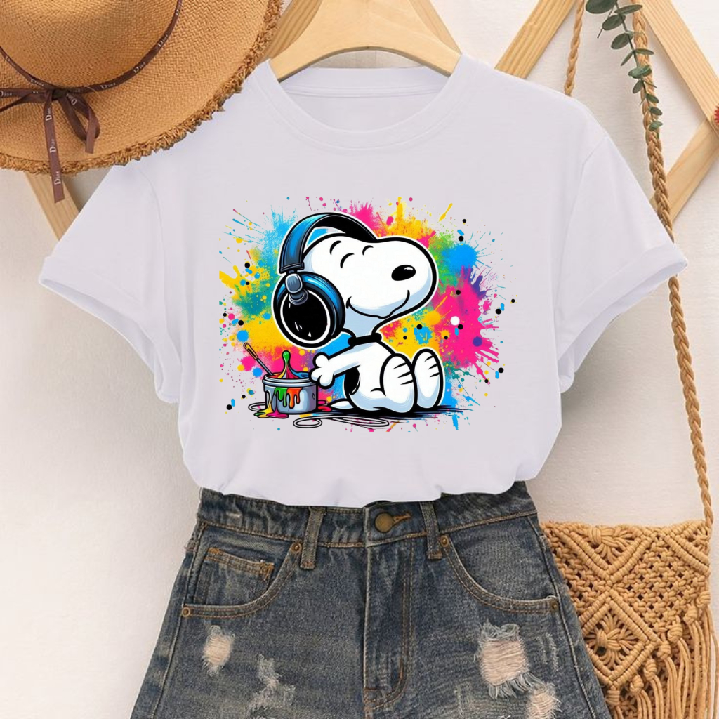 T shirt feminina camiseta camisa blusa estampada várias estampas do Snoopy modelagem feminina