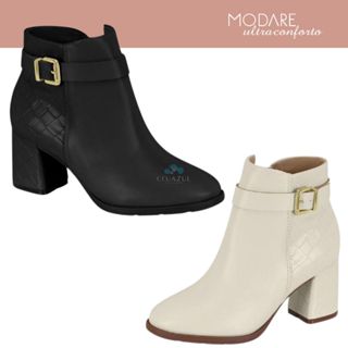 Bota Feminina Modare Cano Curto Salto Bloco Grosso Fivela Tresse Italia Conforto em Oferta na Shopee