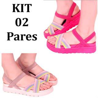 Sandália rasteira feminina infantil Kit 02 pares em Oferta na Shopee
