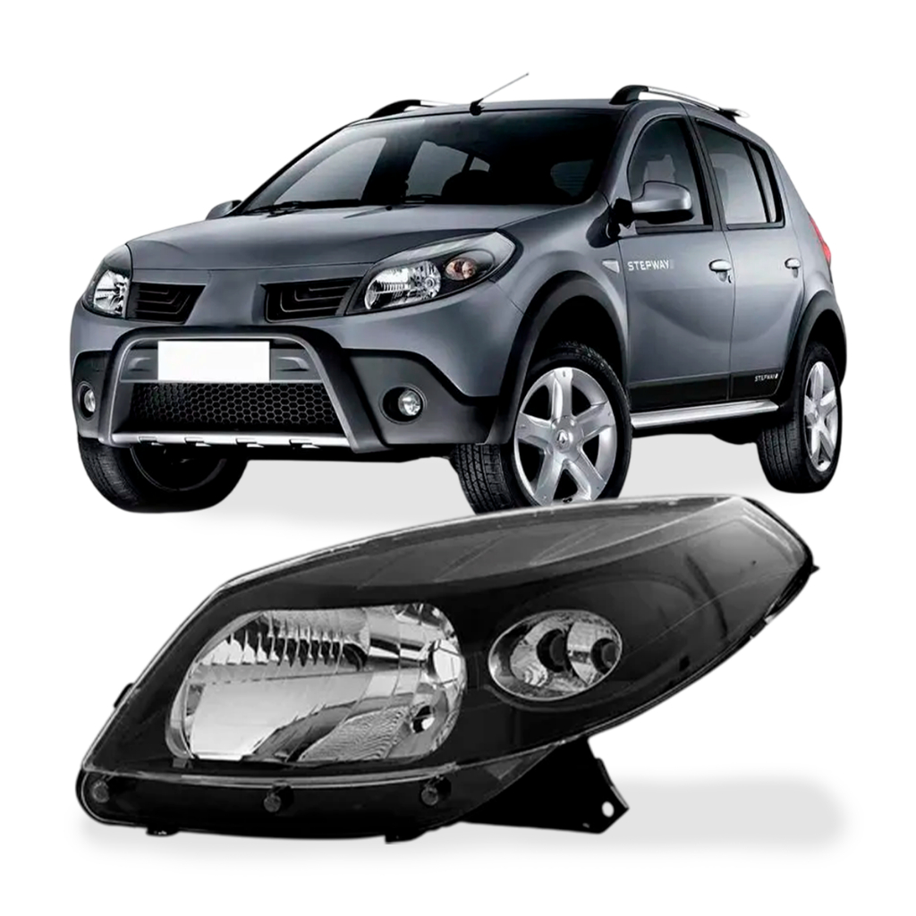 Farol Sandero Stepway 2007 2008 2009 2010 2011 Máscara Negra