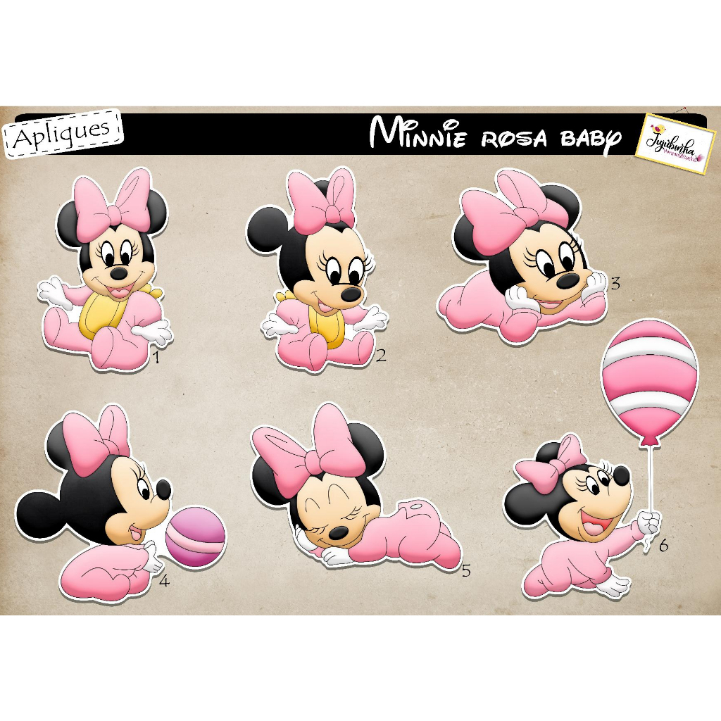 ADESIVOS RECORTADO - MINNIE ROSA BABY -  LEMBRANCINHA, TUBETES, DECORAÇÃO, FESTA, ANIVERSÁRIOS, ARTE