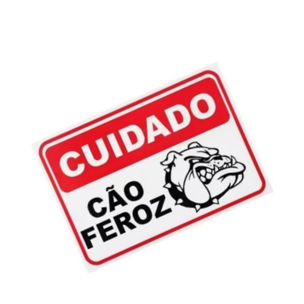 Placa De Advertência Portão - Cuidado Cão Feroz -  Portão Porta Segurança Obrigatório