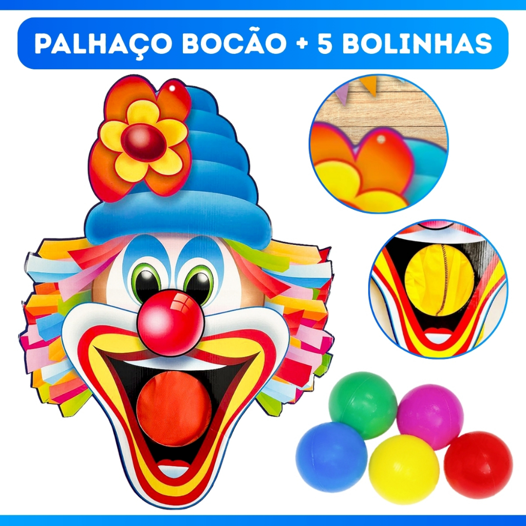 Palhaço Bocão Jogo Boca De Palhaço Festa Junina Painel Bocão C/ 5 Bolinhas em Oferta na Shopee