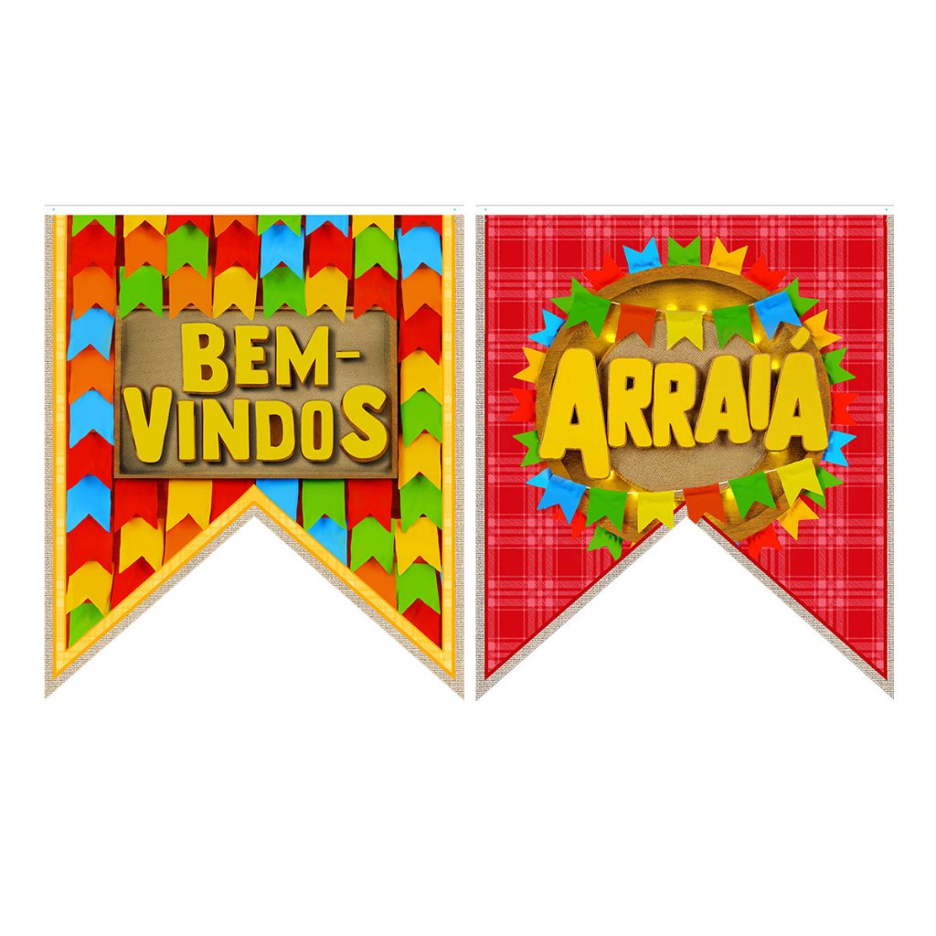 Bandeirinha Gigante Festa Junina 1,15×1,35m Decoração Arraiá Sublimado Em Tecido