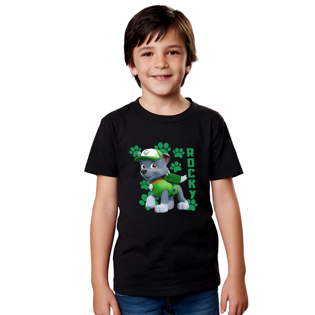 Camisa Camiseta Infantil Juvenil Para Menino Menina Patrulha Canina Rocky
