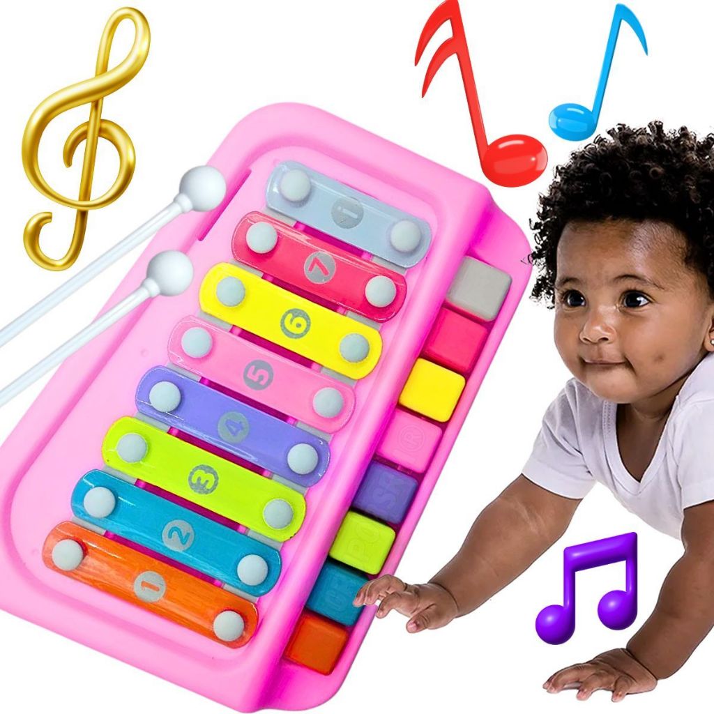 Xilofone especial 2 em 1 integrado com piano teclado adaptado para desenvolvimento musical Infantil