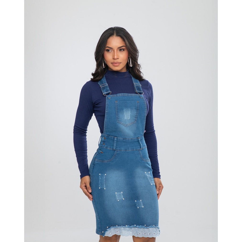Jardineira Jeans Evangélica | Salopete Leve e Confortável 7PALLAS
