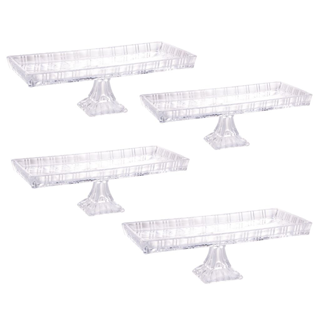 Travessa com pé De Cristal De Chumbo Dragon / Geneva 34x15x10,5cm - 1,2,3 ou 4 Unidades - Lyor