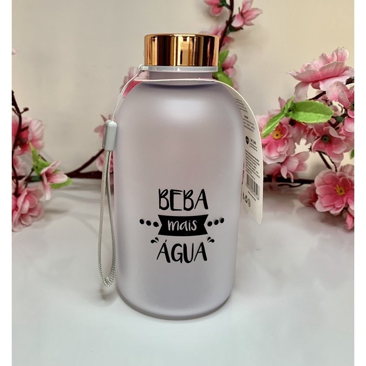 Garrafa Squeeze 600ml Acrilica com resvestimento fosco Emborrachado com Frases Motivacionais