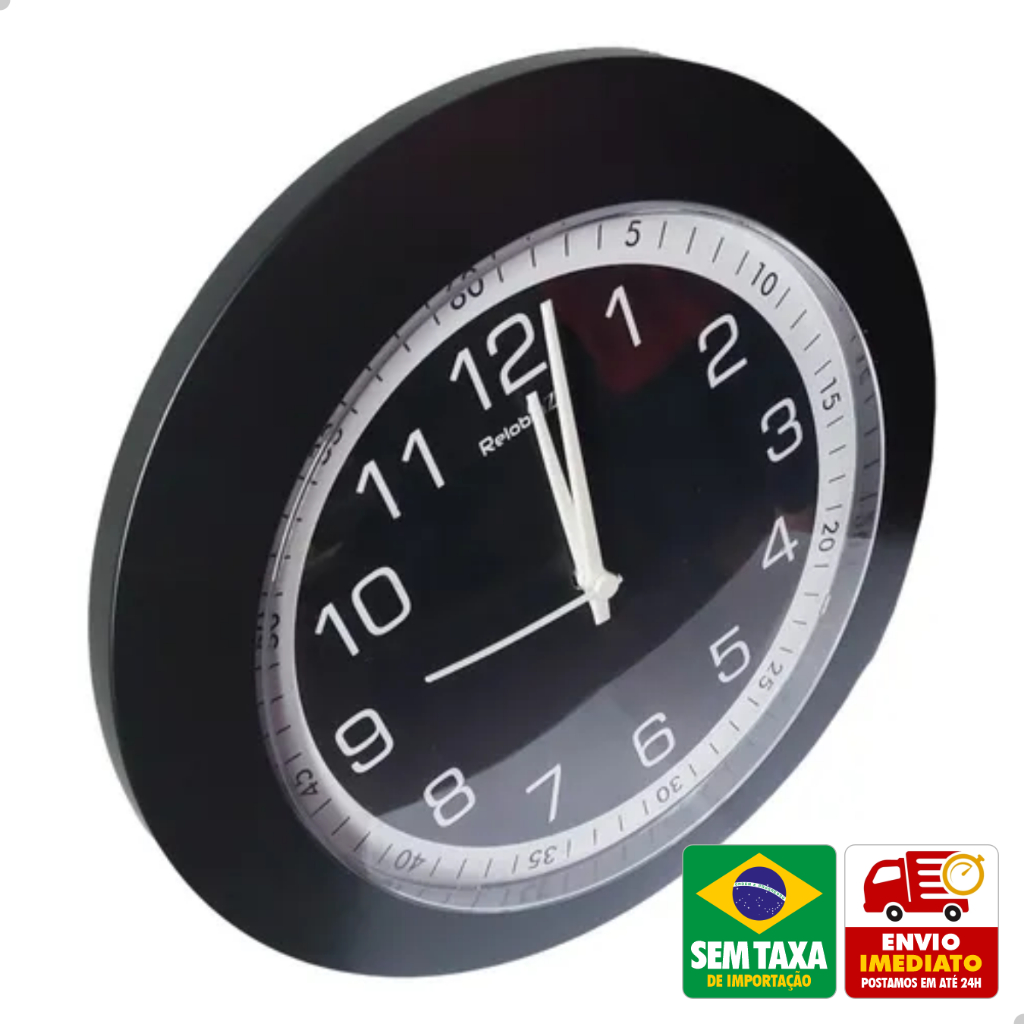 Relógio de Parede Tradicional Master Ede ou Kairos Analogico Pilha 30 24 21 CM Preto Branco em Oferta na Shopee
