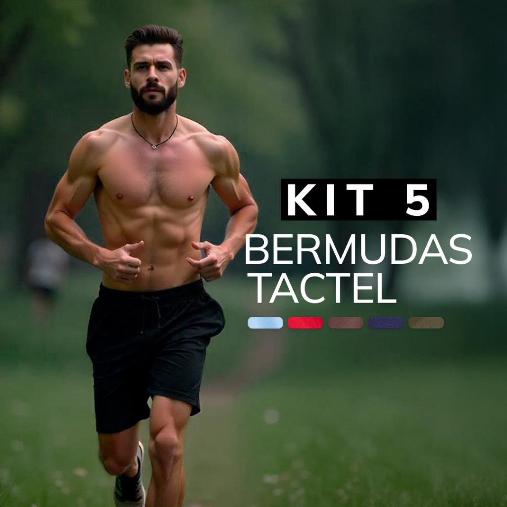 Kit 3 Bermudas Tactel Masculina Secagem Rápida Estilo Casual Fitness Academia Flexível Dia a Dia Conforto