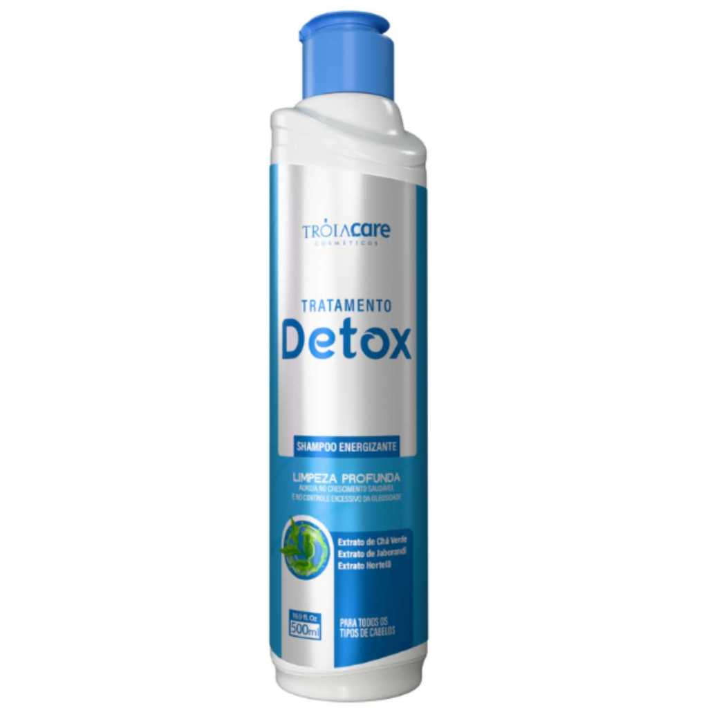 Shampoo Energizante Detox Troia Hair 500ml – Limpeza Profunda, Controle da Oleosidade e Frescor