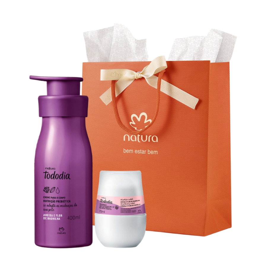 Natura Tododia Ameixa e Flor de Baunilha Kit Presente Hidratante 400ml + Desodorante Rollon 70ml