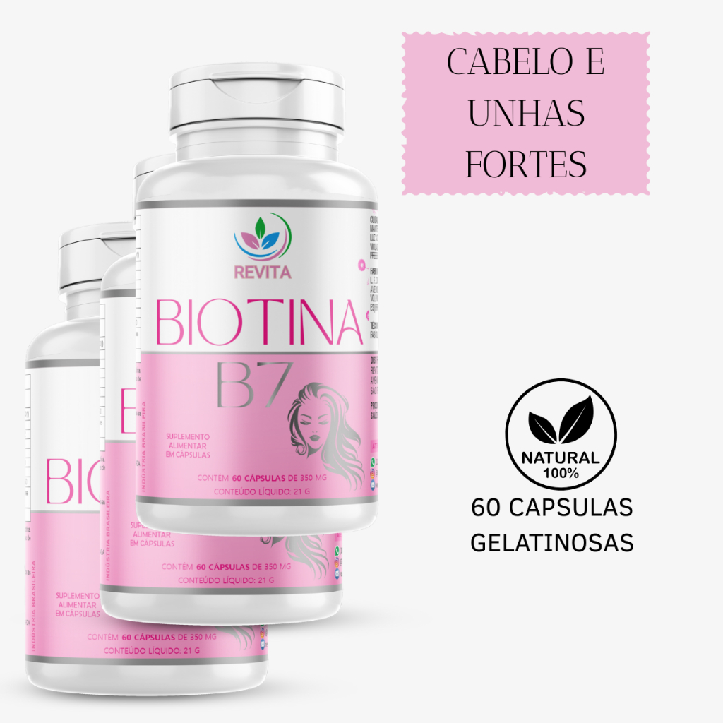 kit 3 Biotina B7 60 Cápsulas Gelatinosas crescimento Cabelos Unhas Pele Fortes Vitaminas em Oferta na Shopee