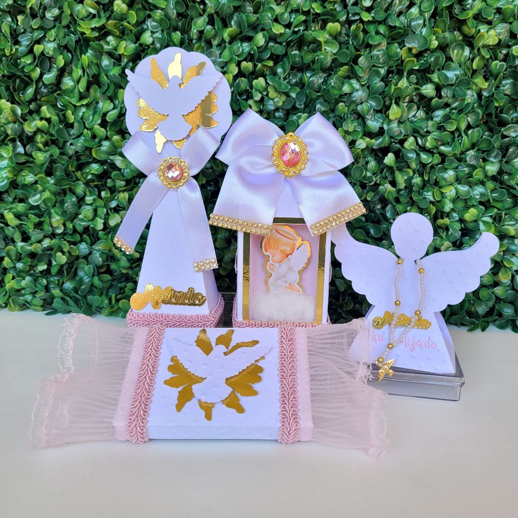 Kit Batizado Luxo Menina - Lembrancinhas Batizado - caixinhas personalizadas - papelaria personalizada