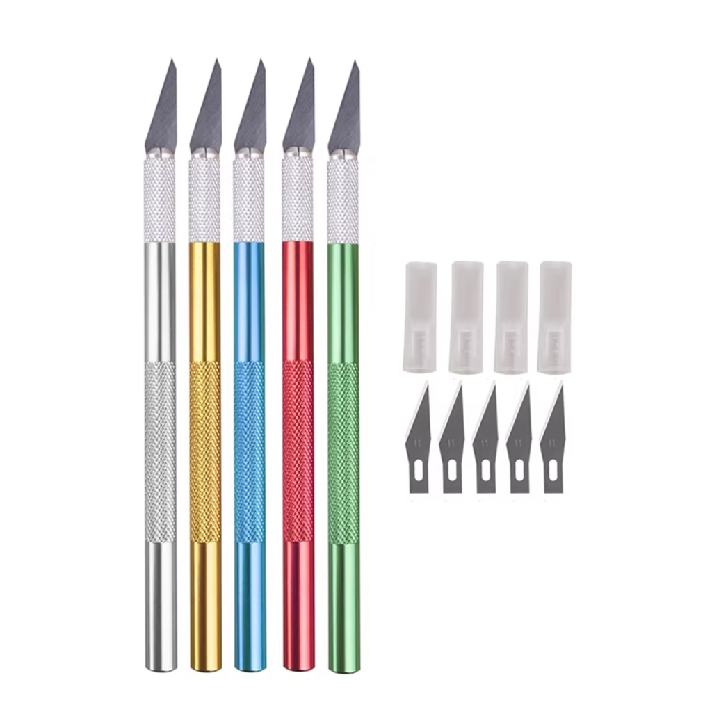Estilete Bisturi De Precisão Com 6 Lâminas Para Papel Adesivo Artesanato Personalização