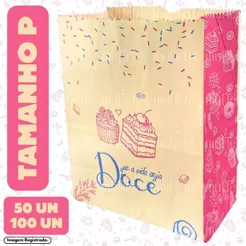 Saco Kraft SOS P Pequeno Para Delivery Doce Doceria Docinhos Cookies Açaí Com 50 100 Unidades