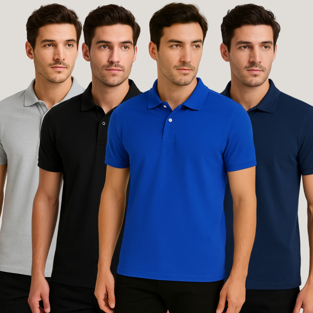 Kit 4 Camisas Polo Masculinas Piquet Algodão – Confortáveis e Versáteis