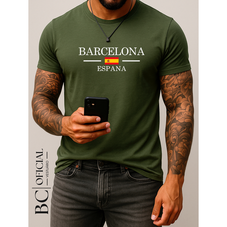 Camisa Espanha Barcelona Camiseta Europa Viagem Algodão