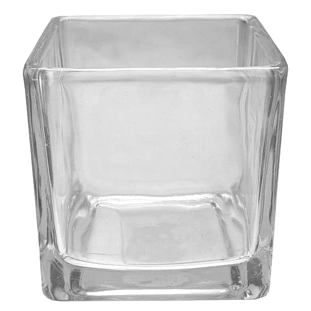 Copo Mini Vaso Castiçal Cubo Vidro 6x6cm Transparente Quadrado Grosso Clássico Elegante