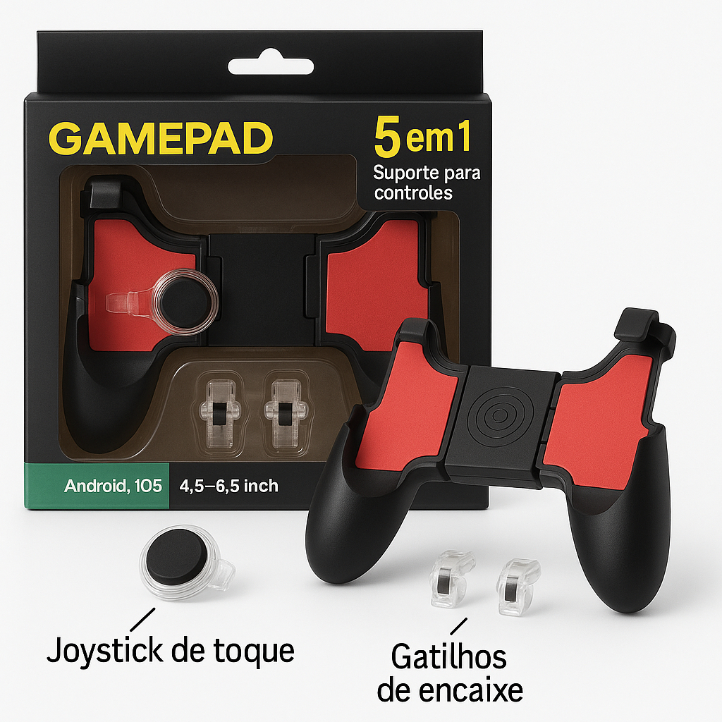 Suporte Controle Gamepad 5 em 1 Gatilho L1 R1 Analogico Celular Jogos Freefire Pubg – Envio Rápido