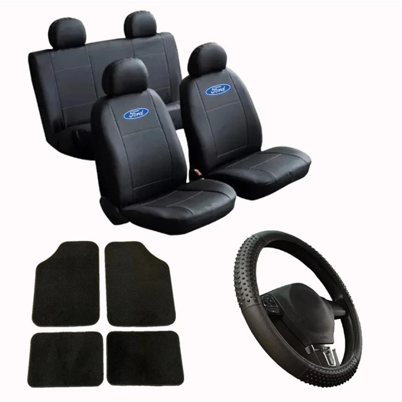 Kit Capa Banco Couro + Tapete + Volante Ford EcoSport Escort Ranger New Fiesta