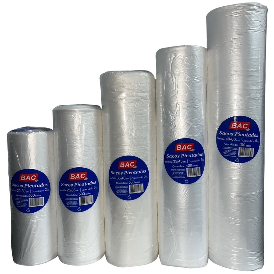 Kit 2 Bobina Picotada 20x30 2kg 500 Sacos Armazenar Embalar Alimento Freezer Microondas Original BAC — imagem 2 de 2