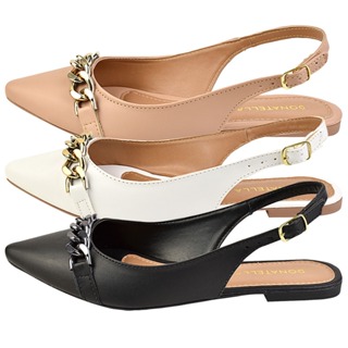Kit 3 Pares Sapatilha Feminina Aberta Slingback Bico Fino Confort Novo Metalizado Corrente em Oferta na Shopee