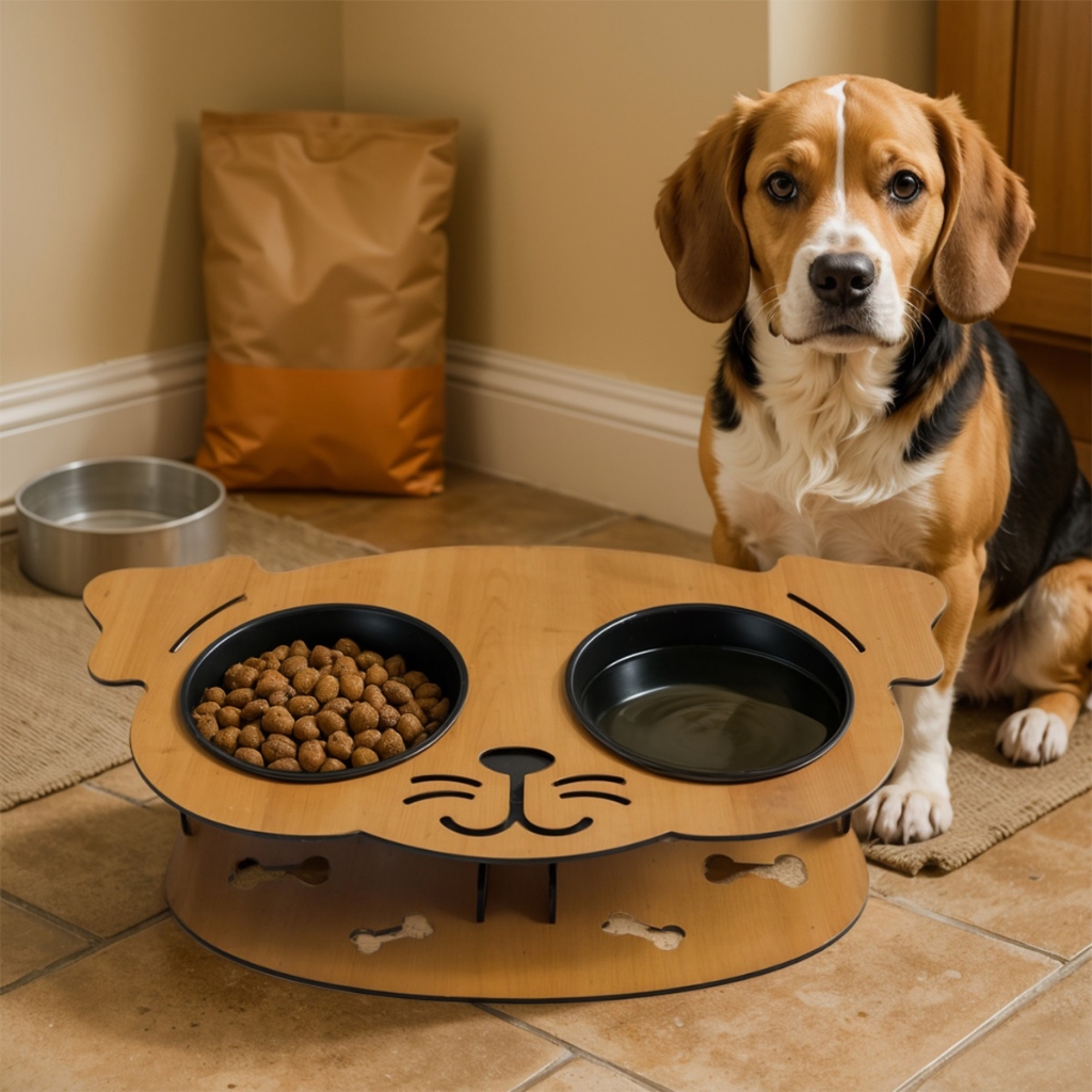 Comedouro e Bebedouro Pet 4mm Cachorro Personalizado MDF Reforçado Potes Plástico Ou Alumínio