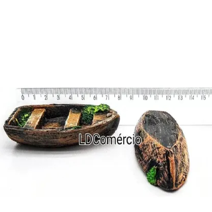 Barco de resina para decorar Canoa velha Pequena Enfeite Aquários / beteiras Água Peixes Decoração em Oferta na Shopee