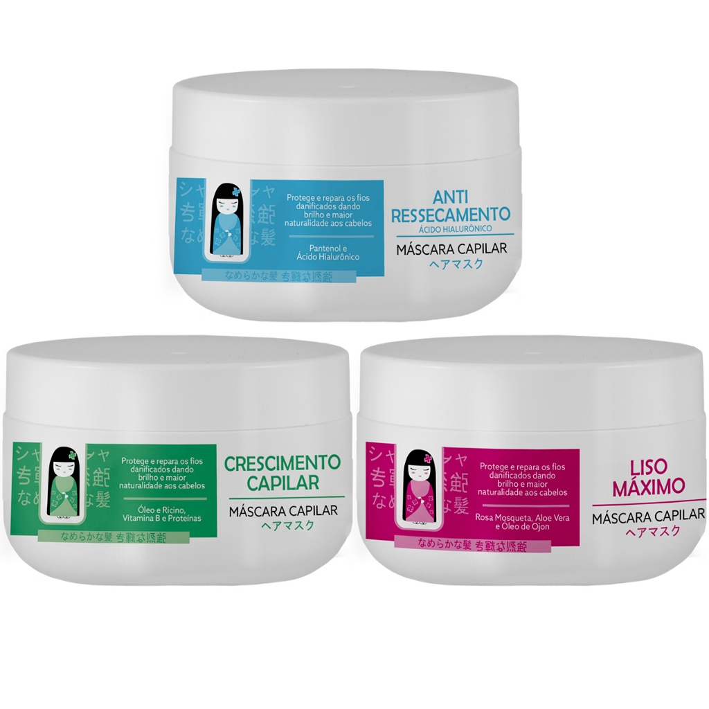 💖 Cronograma Capilar Japinha 💙 Hidratação, Nutrição e Crescimento em 3 Máscaras 💚 em Oferta na Shopee