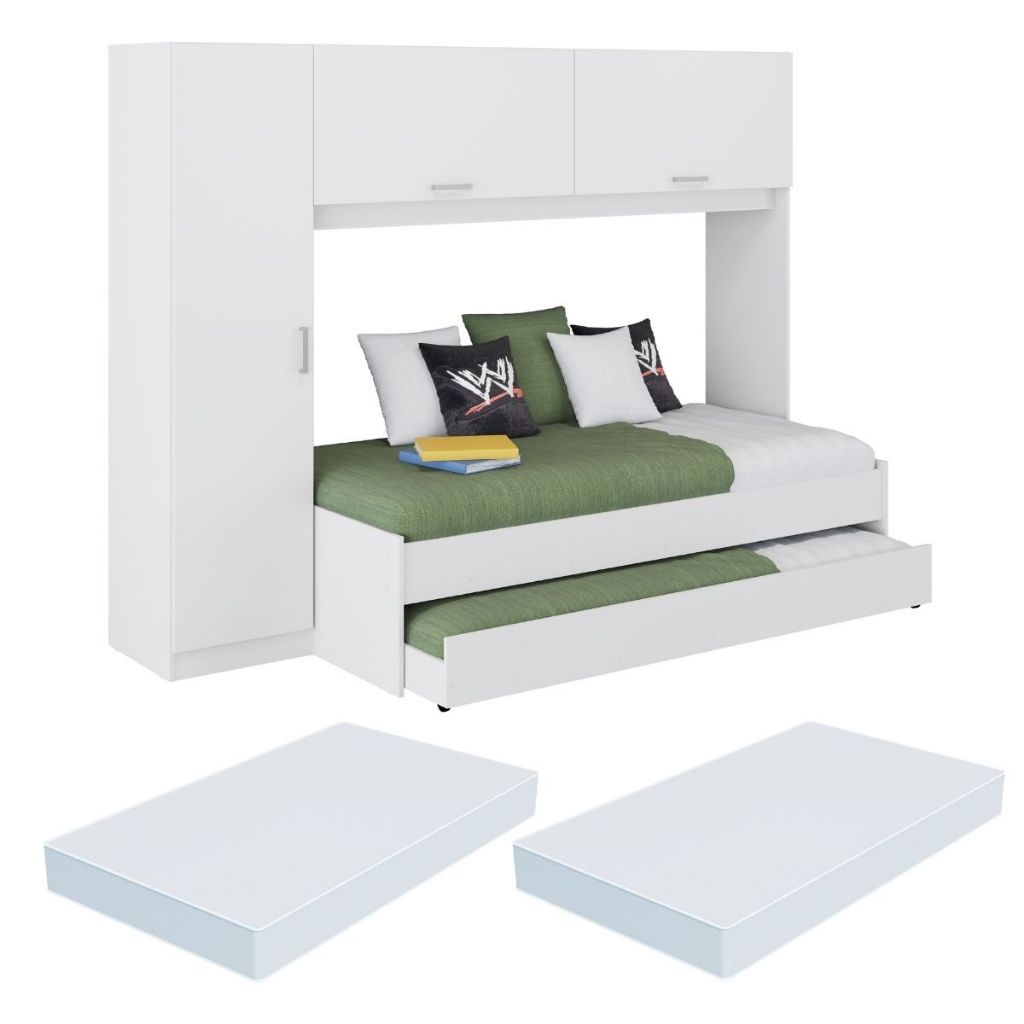 Bicama com Colchão Incluso e Guarda Roupa Multimóveis FG1909 Branca em Oferta na Shopee