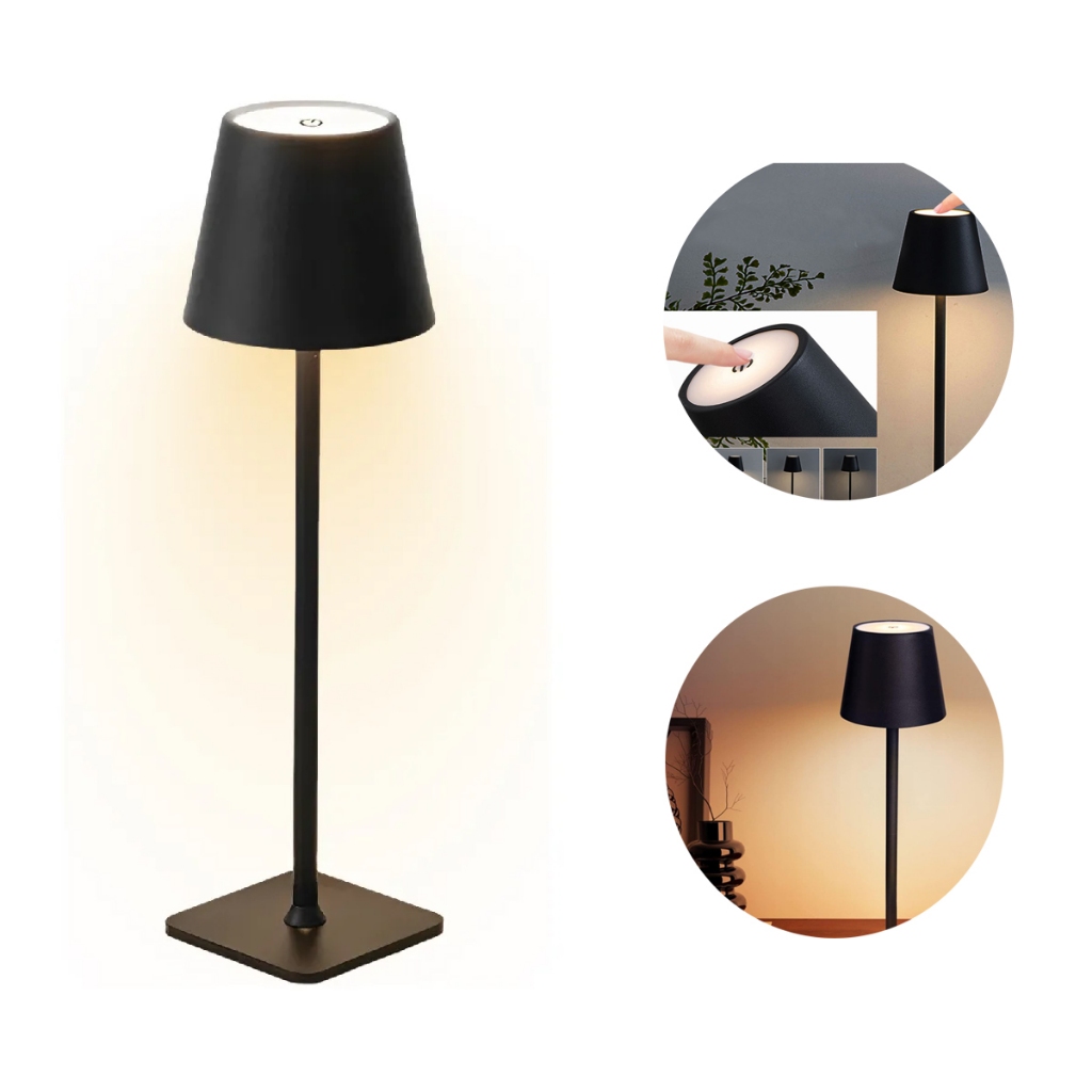Abajur Luminária de Mesa Led Touch Sem Fio Recarregável Luz Quente e Frio Portátil