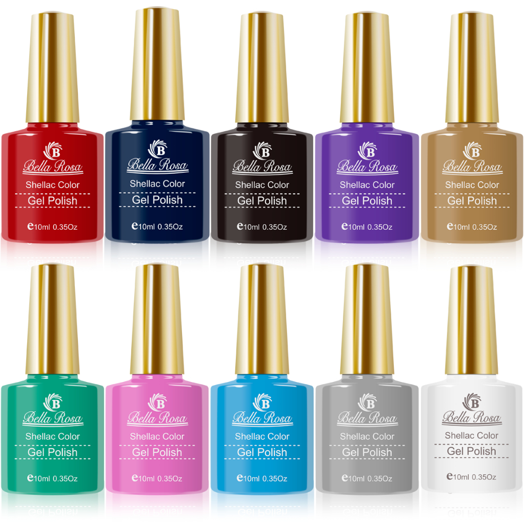 Kit 12 Esmaltes em Gel p/ Unha Natural Bella Rosa Brilho Esmalte Mão e Pé Cores Sortidas M...