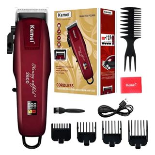Máquina de cortar cabelo profissional sem fio recarregável original Kemei PG2600 com visor LCD - Bivolt em Oferta na Shopee
