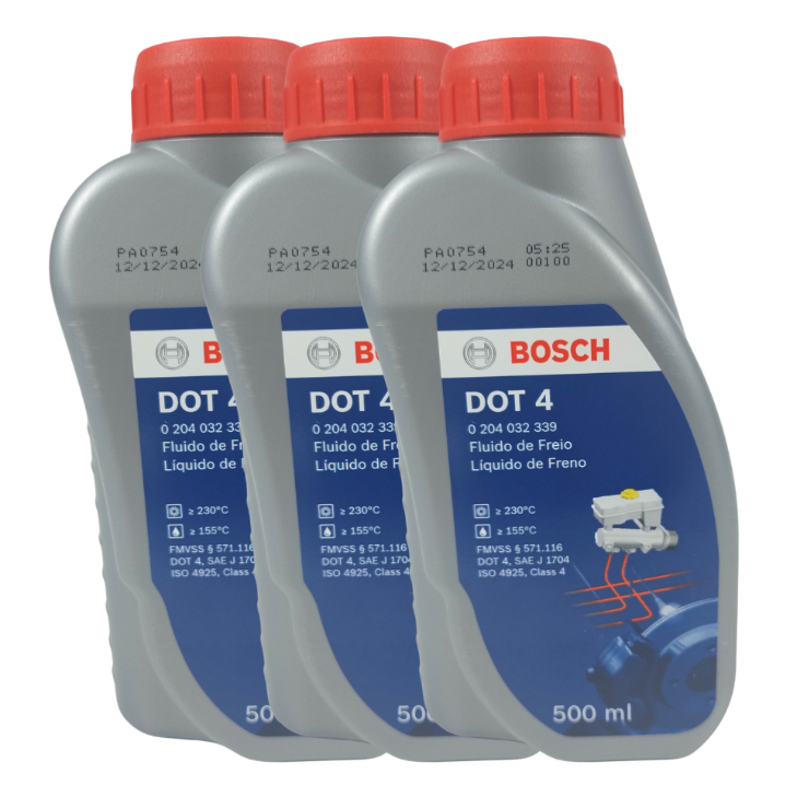 Kit 3 Fluido de freio Dot 4  Bosch original 500ml em Oferta na Shopee