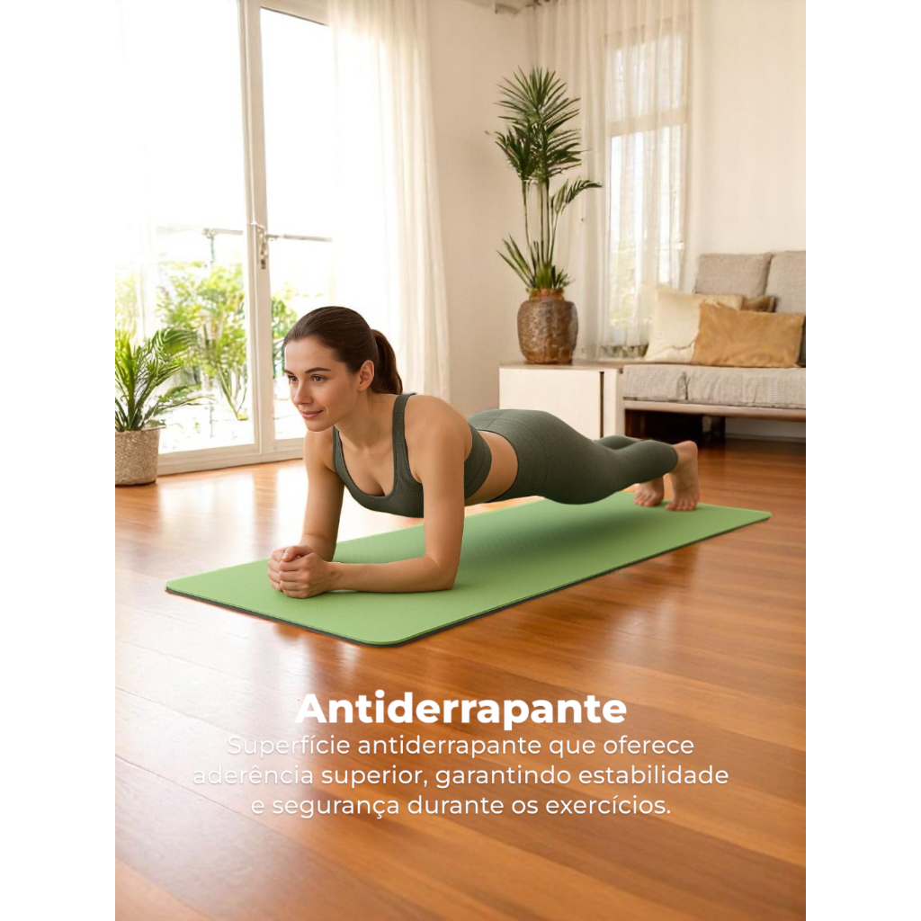 Tapete Yoga Ginástica EVA Macio Antiderrapante 173cm x 61cm x 6mm Lavável