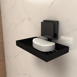 Saboneteira De Parede Ventosa Sem Furo Banheiro Preto Fosco em Oferta na Shopee