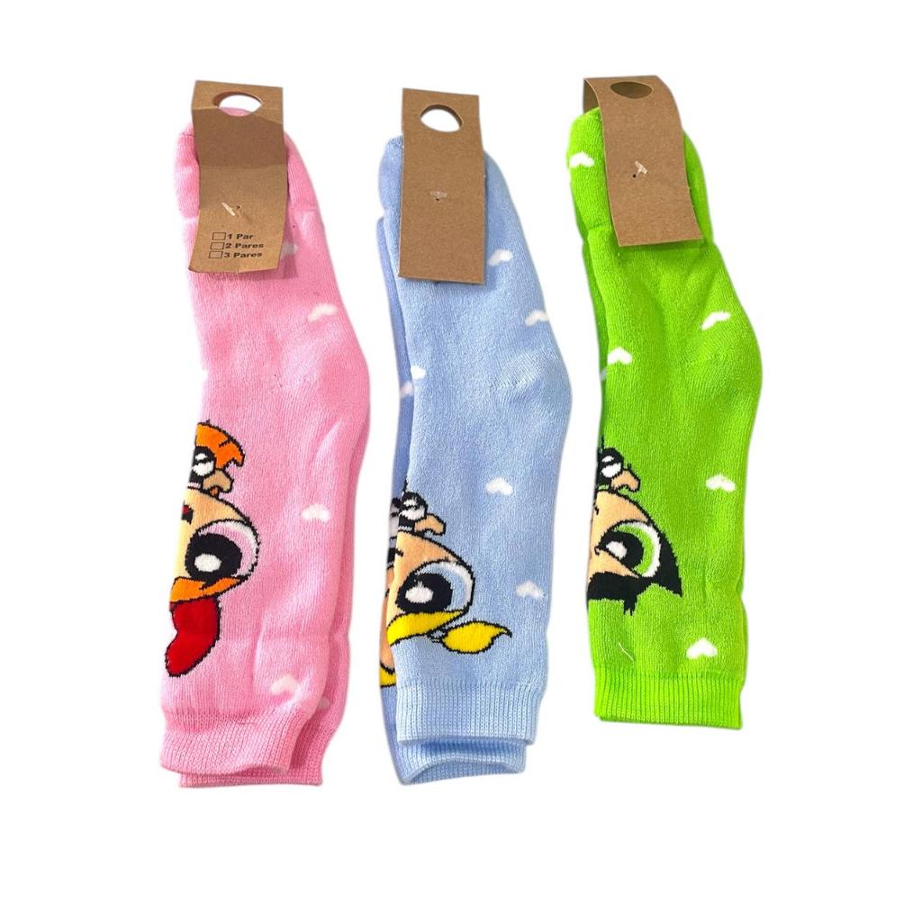 Meninas Super Poderosas Kit 3 Meias Personagem Docinho Lindinha Florzinha