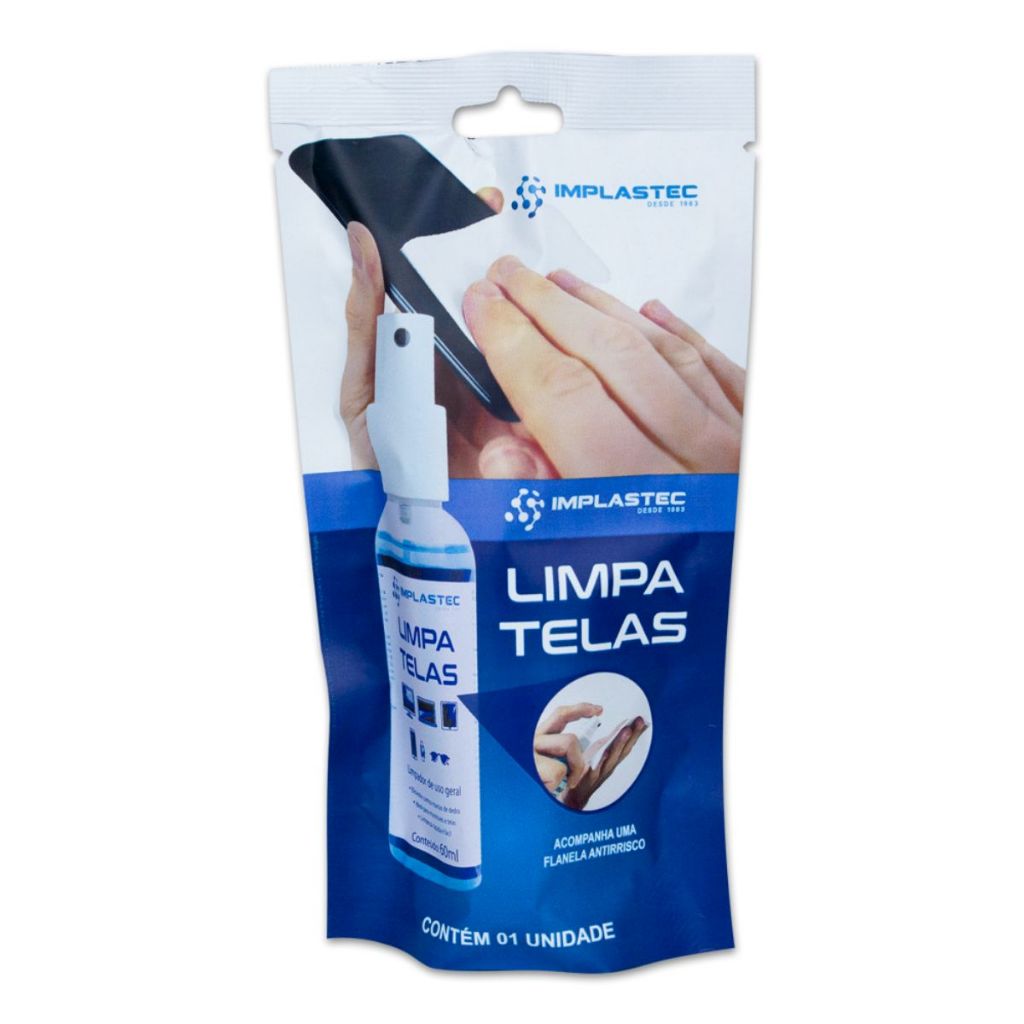 Limpa Telas Clean 60ml com Flanela Led Plasma Lcd iPod iPad Tvs Monitores Celulares