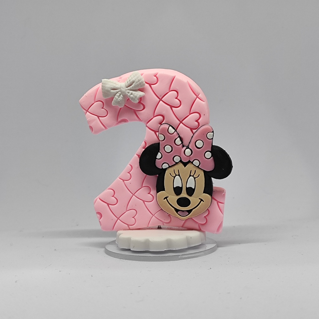 Vela de Aniversário Minnie em Biscuit com Aplique | Vela Minnie Mouse | Pronta Entrega